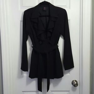 Black ruffle dress coat